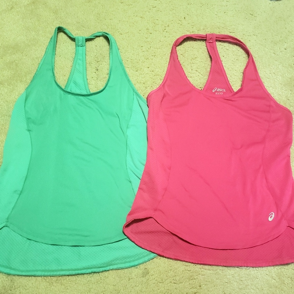 Asics running tanks mesh back